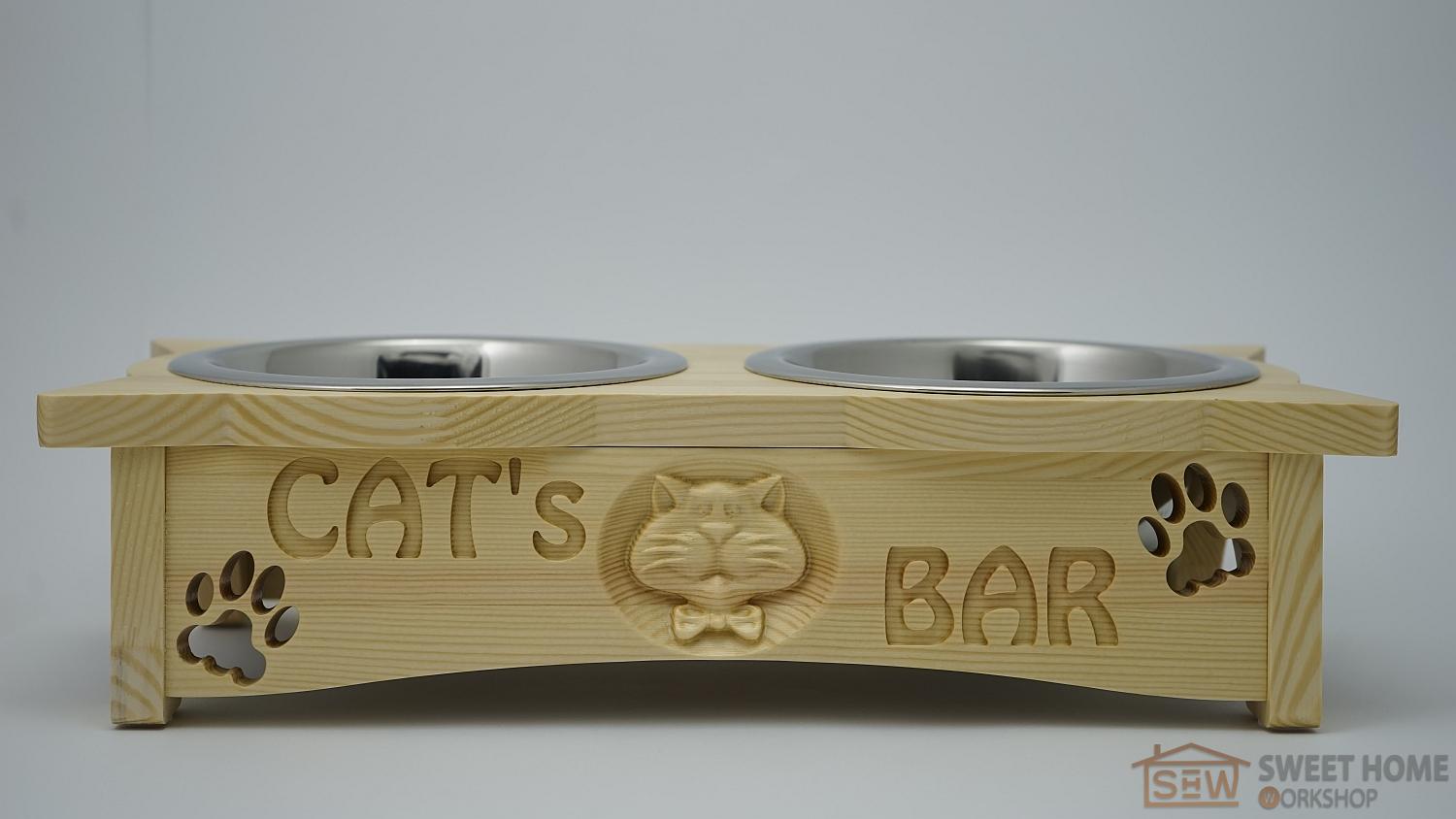 Feeder with bowls PET'S BAR for cats 3D-cat