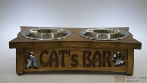 Подставка с мисками PET's BAR для кошек с надписью 