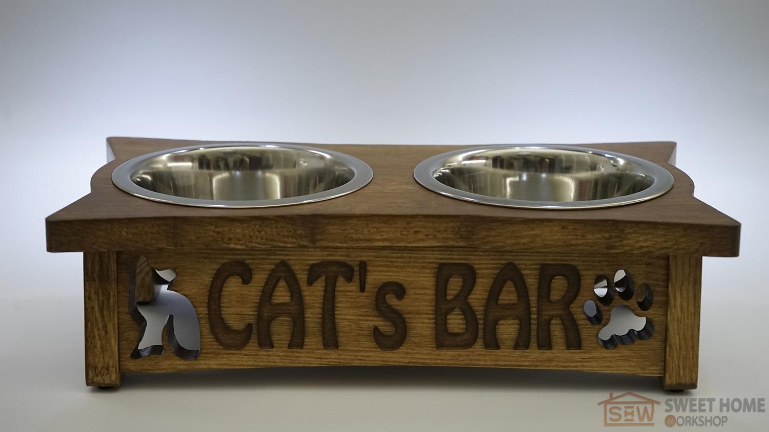 Підставка з мисками PET's BAR для котів з написом 
