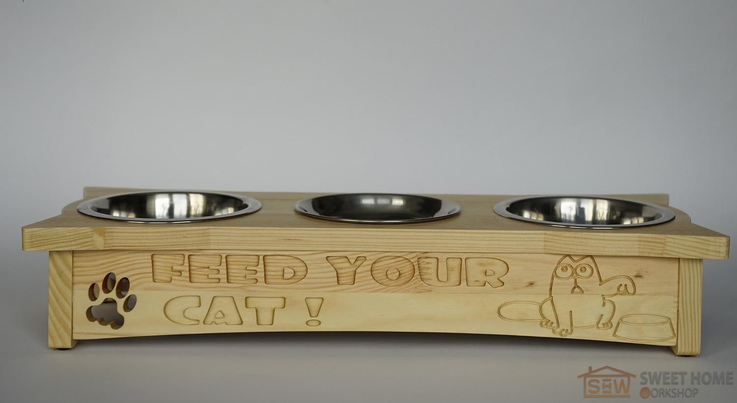 Feeder with 3 dishes PET'S BAR Simon's Cat with inscription 