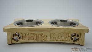 Подставка с мисками PET's BAR для собак и котов универсальная с надписью 
