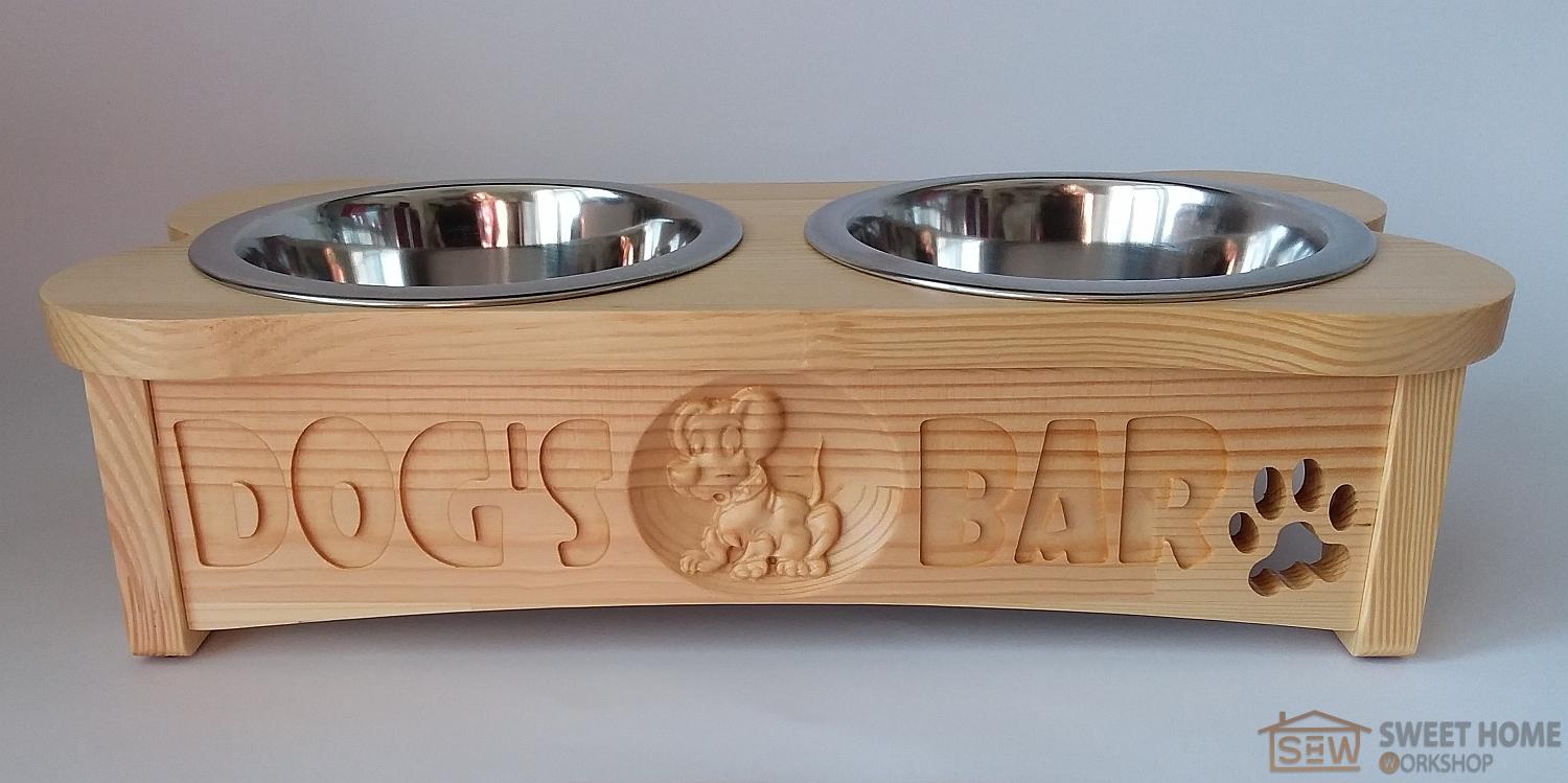 Feeder with dishes PET's BAR for dogs "3D dog" - size S
