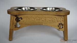 Feeder with dishes for dogs BONE with inscription - M