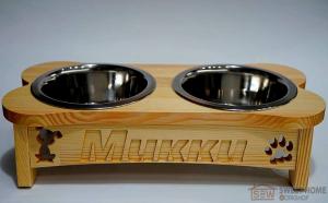 Feeder with dishes PET's BAR for dogs BONE with individual inscription
