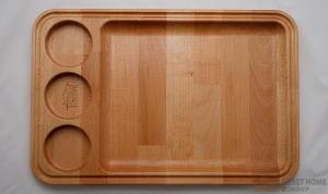 Dish for snacks with one compartments and three places for sauces