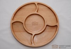Round dish BEERSET for snacks with four compartments