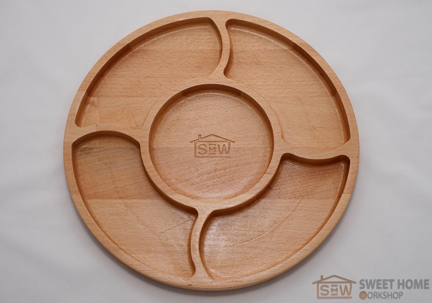 Round dish BEERSET for snacks with four compartments